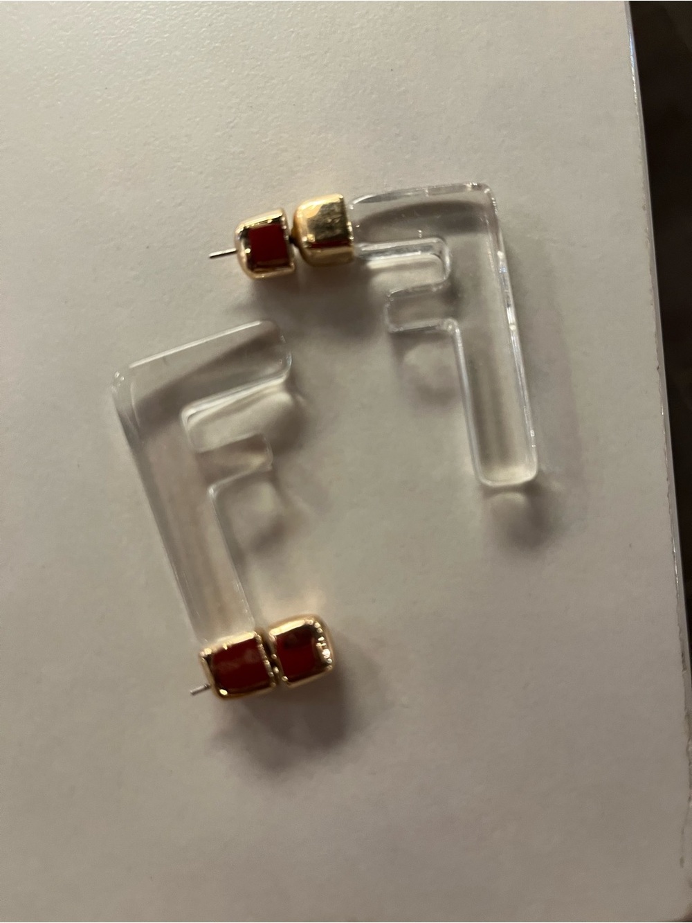Authentic Fendi F clear and gold earrings